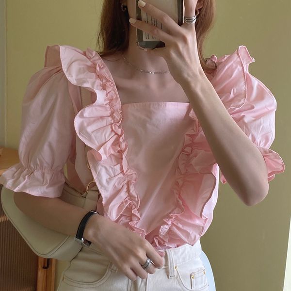 women's blouses & shirts alien kitty korean style women 2021 summer fashion sweet solid short sleeve shirt verano mujer tunique femme 4, White
women's blouses & shirts alien kitty korean style women 2021 summer fashion sweet solid short sleeve shirt verano mujer tunique femme 4, White