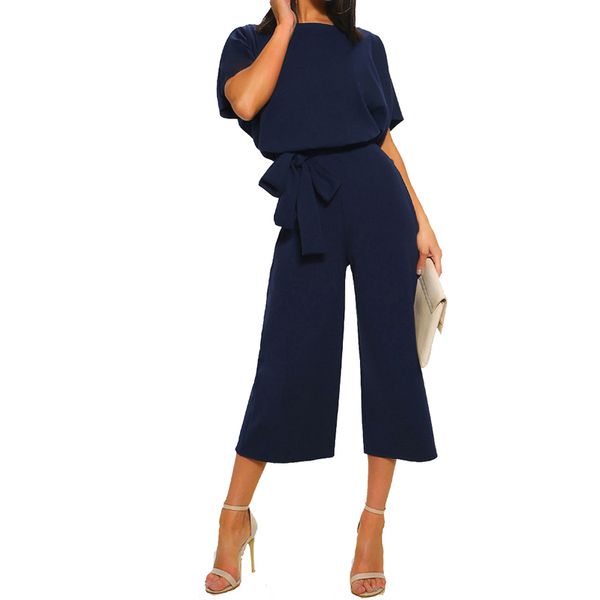 summer lace up women jumpsuit pants womens playsuits solid o-neck short sleeve wide leg pants jumpsuit, Black;white
summer lace up women jumpsuit pants womens playsuits solid o-neck short sleeve wide leg pants jumpsuit, Black;white