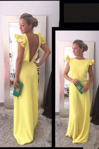 v backless bridesmaid evening dresses short sleeves yellow chiffon floor length country wedding party dress, White;pink
v backless bridesmaid evening dresses short sleeves yellow chiffon floor length country wedding party dress, White;pink