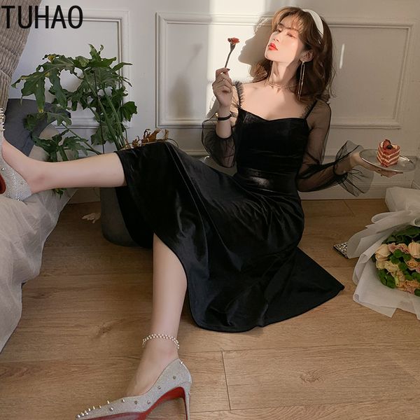 tuhao woman elegant party dresses black mesh sleeve 2020 spring summer dress ladies velvet dress long dresses clothes wm02, Black;gray
tuhao woman elegant party dresses black mesh sleeve 2020 spring summer dress ladies velvet dress long dresses clothes wm02, Black;gray