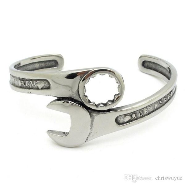 fashion silver tone metals tools wrench bangle stainless steel biker bracelet unique designer band jewelry bb02, Golden;silver
fashion silver tone metals tools wrench bangle stainless steel biker bracelet unique designer band jewelry bb02, Golden;silver