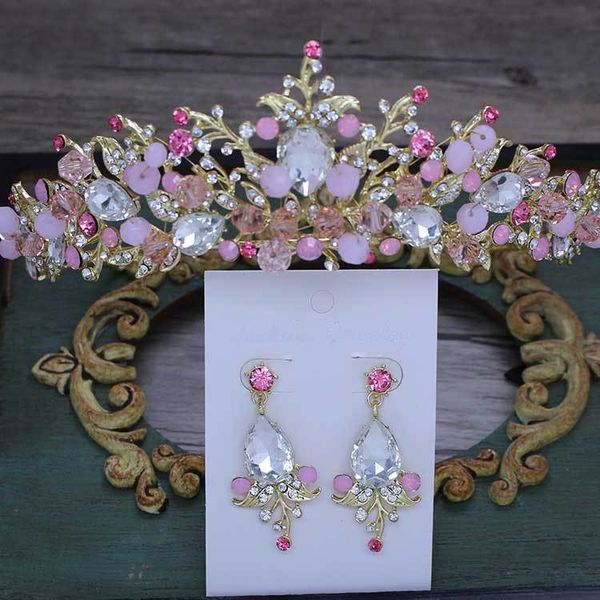 Baroque Gold Pink Crystal Bridal Tiara Crown Princess Queen Pageant Prom Rhinestone Veil Tiara Headband Wedding Hair Accessories
Baroque Gold Pink Crystal Bridal Tiara Crown Princess Queen Pageant Prom Rhinestone Veil Tiara Headband Wedding Hair Accessories