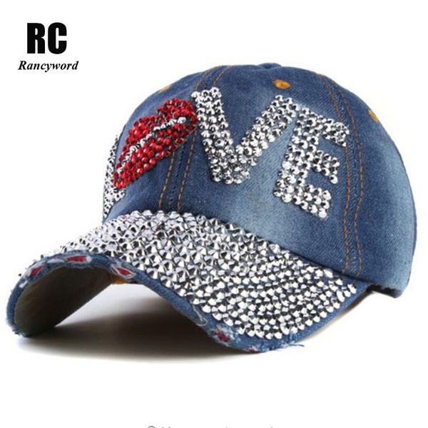 love rhinestone crystal hat women denim baseball cap vintage female lips jean hats point drill pearl cowboy caps rc1062, Blue;gray
love rhinestone crystal hat women denim baseball cap vintage female lips jean hats point drill pearl cowboy caps rc1062, Blue;gray
