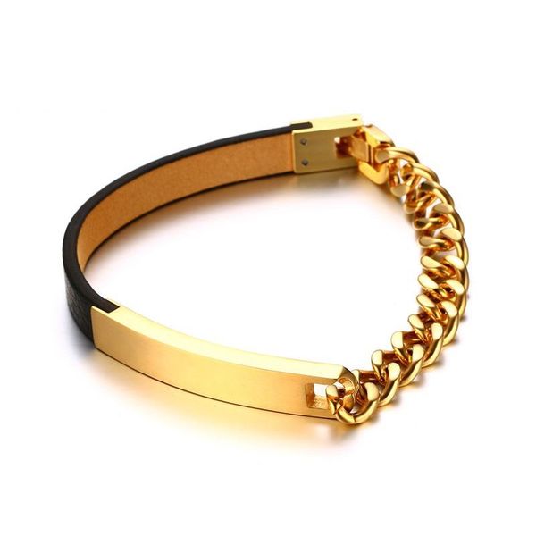 8MM Gold Silver Black Fashion Lady's Leather Bangle Stainless Steel Chain Bracelet Watchband Jewelry Gift for Women Girls J413
8MM Gold Silver Black Fashion Lady's Leather Bangle Stainless Steel Chain Bracelet Watchband Jewelry Gift for Women Girls J413