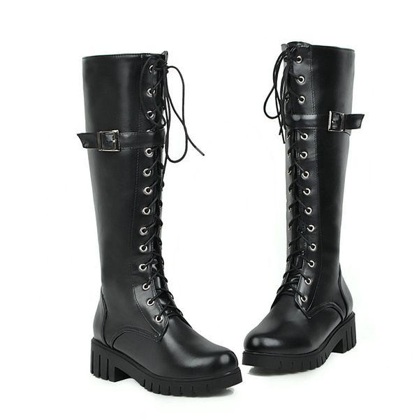 nemaone women lace up knee high boots thick med heels women ankle boots rouned toe motorcycle shoes woman size 42 43, Black
nemaone women lace up knee high boots thick med heels women ankle boots rouned toe motorcycle shoes woman size 42 43, Black