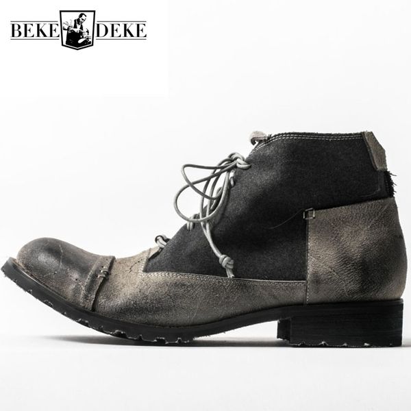 vintage patchwork cowhide shoes men luxury designer lace up work ankle boots retro genuine leather flat with motorcycle boots, Black
vintage patchwork cowhide shoes men luxury designer lace up work ankle boots retro genuine leather flat with motorcycle boots, Black