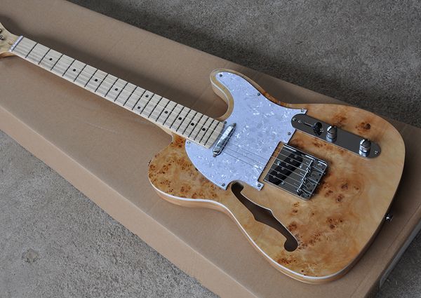 wholesale semi-hollow natural wood color electric guitar with tree tumor veneer,white pearl pickguard 0408
wholesale semi-hollow natural wood color electric guitar with tree tumor veneer,white pearl pickguard 0408