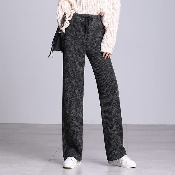 minuoyi 2020 autumn winter women knit wide leg pants warm casual wool pants loose drape thickening straight type female trousers, Black;white
minuoyi 2020 autumn winter women knit wide leg pants warm casual wool pants loose drape thickening straight type female trousers, Black;white
