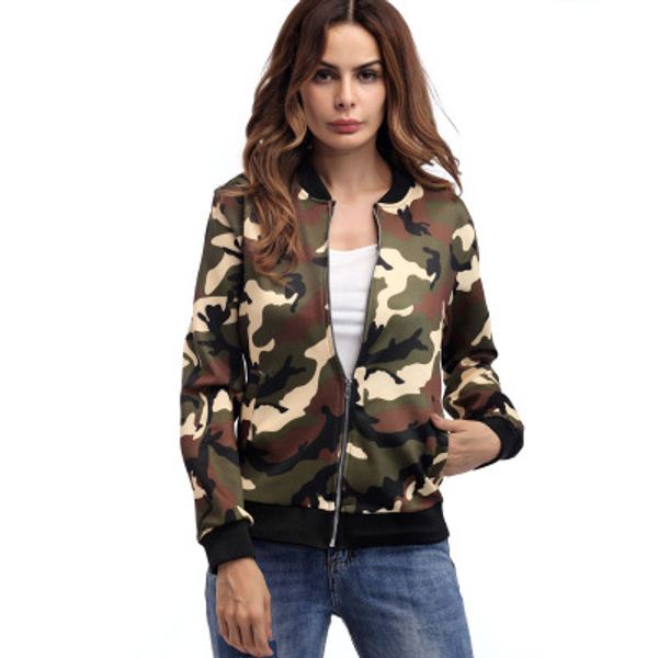 2018 autumn new women's jacket camouflage clothing fashion ladies zipper baseball uniform female print coat, Black;brown
2018 autumn new women's jacket camouflage clothing fashion ladies zipper baseball uniform female print coat, Black;brown