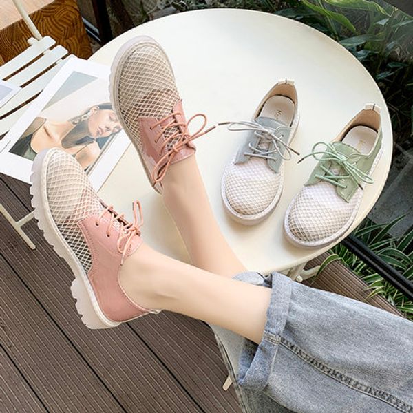 single shoes female british style 2020 summer new wild mesh hollow out breathable round head lace casual women's shoes, Black
single shoes female british style 2020 summer new wild mesh hollow out breathable round head lace casual women's shoes, Black