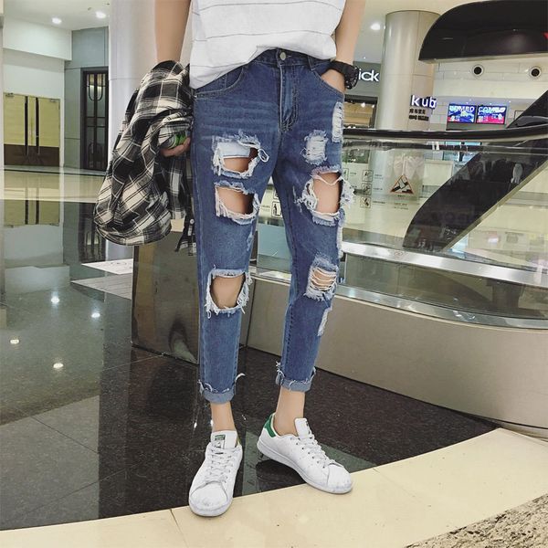 summer new jeans men fashion washed solid color casual torn holes denim pants man streetwear hip hop loose trousers male clothes, Blue
summer new jeans men fashion washed solid color casual torn holes denim pants man streetwear hip hop loose trousers male clothes, Blue