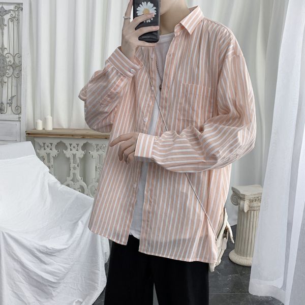 spring dress shirt men's fashion business casual shirt men streetwear striped wild loose long sleeve mens s-xl, White;black
spring dress shirt men's fashion business casual shirt men streetwear striped wild loose long sleeve mens s-xl, White;black