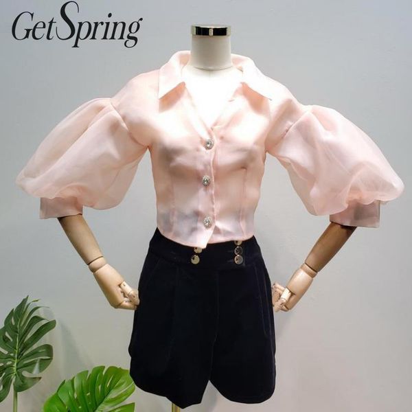 getspring women shirt lantern sleeve perspective short womens blouses pink white vintage women blouses 2019 new
getspring women shirt lantern sleeve perspective short womens blouses pink white vintage women blouses 2019 new