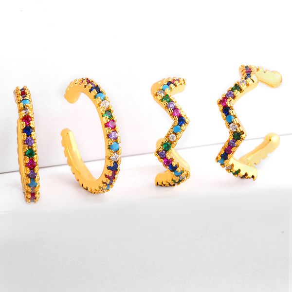 2019 is the new year colored zircon ear clip without ear hole earrings geometric bone clip earrings for women, Silver
2019 is the new year colored zircon ear clip without ear hole earrings geometric bone clip earrings for women, Silver