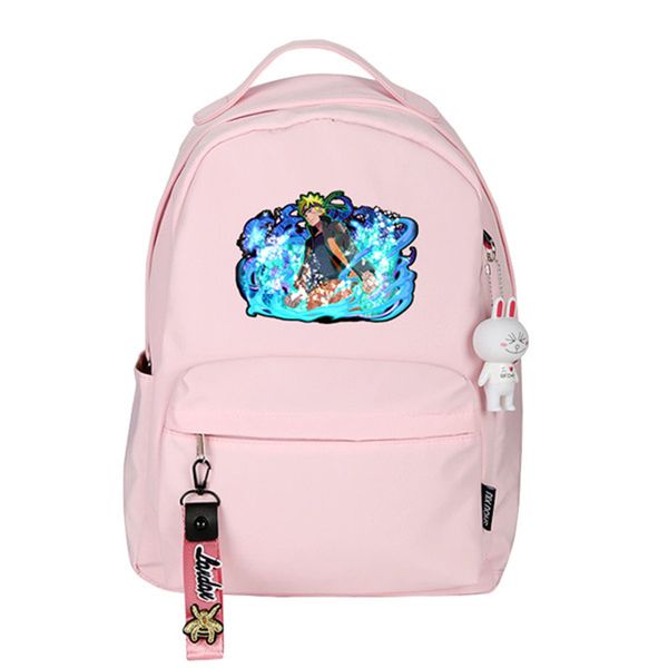 anime naruto printing women backpack pendant travel backpack pink cartoon rucksack canvas school bags for teenage girls