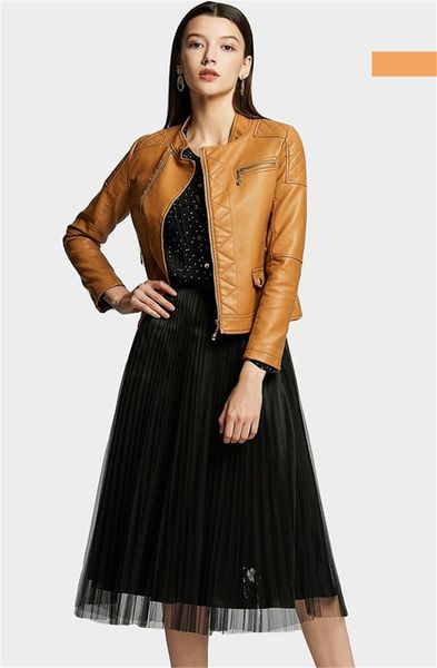 fashion-autumn pu short womens coats casual long sleeve stand collar ladies outerwear with zipper skinny faux leather jackets, Black
fashion-autumn pu short womens coats casual long sleeve stand collar ladies outerwear with zipper skinny faux leather jackets, Black