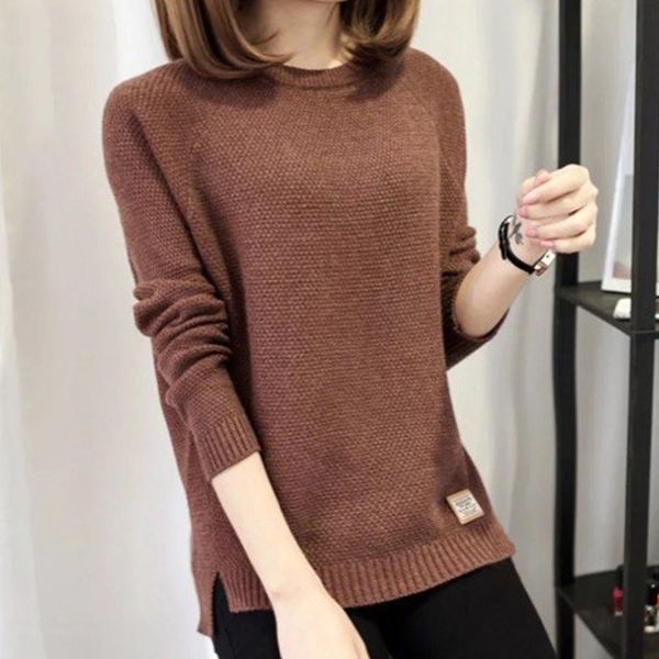 new autumn loose long sleeve knit bottoming pullovers women sweater casual solid color round neck sweaters, White;black
new autumn loose long sleeve knit bottoming pullovers women sweater casual solid color round neck sweaters, White;black