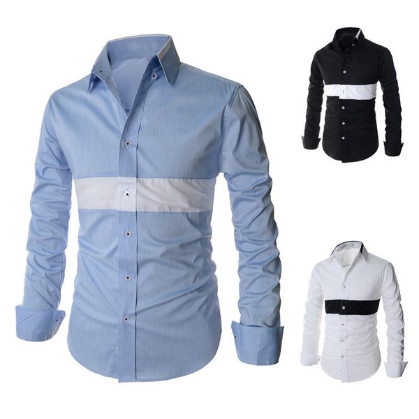 style american fashion design classic boy's shirts -2xl full sleeve young mens casual shirt patchwork slim fit drop ship, White;black
style american fashion design classic boy's shirts -2xl full sleeve young mens casual shirt patchwork slim fit drop ship, White;black