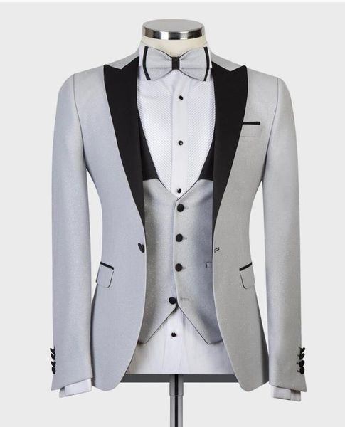 2020 fashion sliver mens suits black lapel men's blazer slim fit wedding male groom tuxedos suit prom (jacket+pants+vest, White;black
2020 fashion sliver mens suits black lapel men's blazer slim fit wedding male groom tuxedos suit prom (jacket+pants+vest, White;black