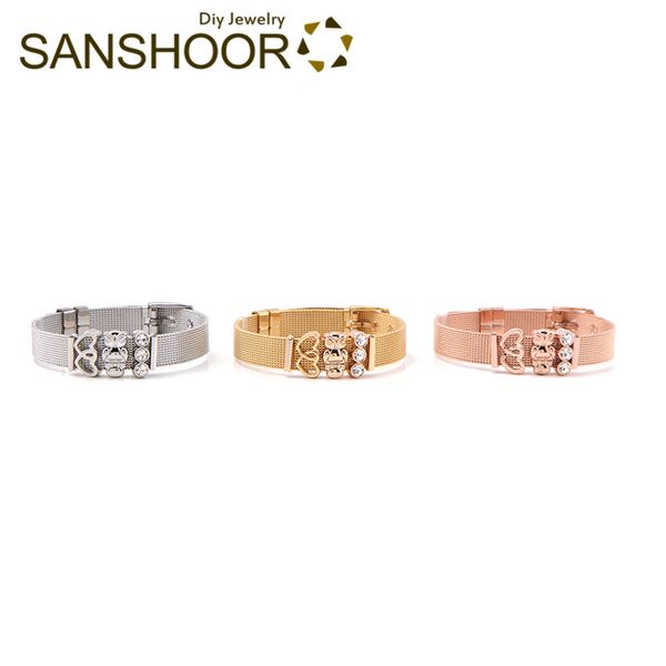 sanshoor stainless steel mesh armband keeper bracelet set interlocking heart owl sparkling trio slide charms women diy jewelry, Golden;silver
sanshoor stainless steel mesh armband keeper bracelet set interlocking heart owl sparkling trio slide charms women diy jewelry, Golden;silver