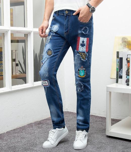 2019 brand jeans men cotton straight ripped patchwork distressed hole blue homme denim trousers plus size 29-38 printed jeans
2019 brand jeans men cotton straight ripped patchwork distressed hole blue homme denim trousers plus size 29-38 printed jeans