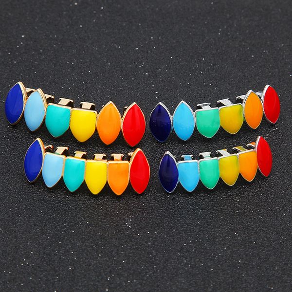 hip hop rainbow teeth grillz & bottom fale grills dental gold silver tooth caps for women & men halloween body jewerly with box, Black
hip hop rainbow teeth grillz & bottom fale grills dental gold silver tooth caps for women & men halloween body jewerly with box, Black