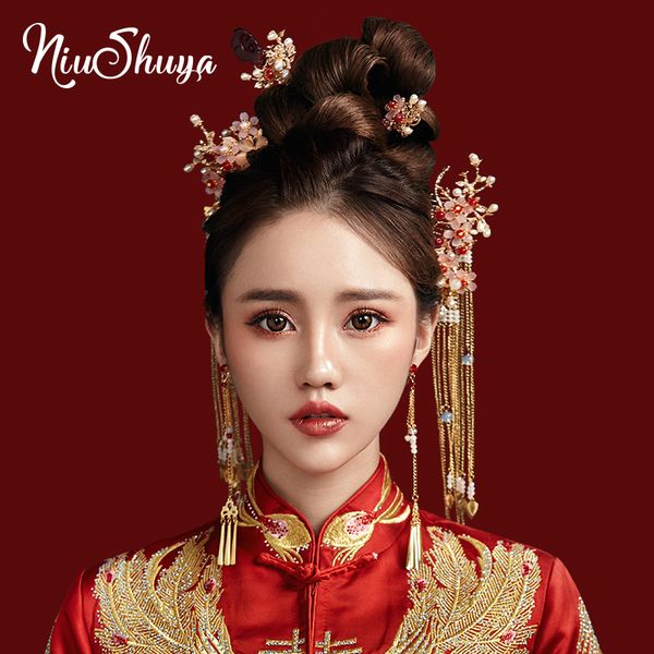 niushuya traditional chinese hair accessories vintage chinese headdress headpiece gold flower hair jewellery, Golden;white 
niushuya traditional chinese hair accessories vintage chinese headdress headpiece gold flower hair jewellery, Golden;white