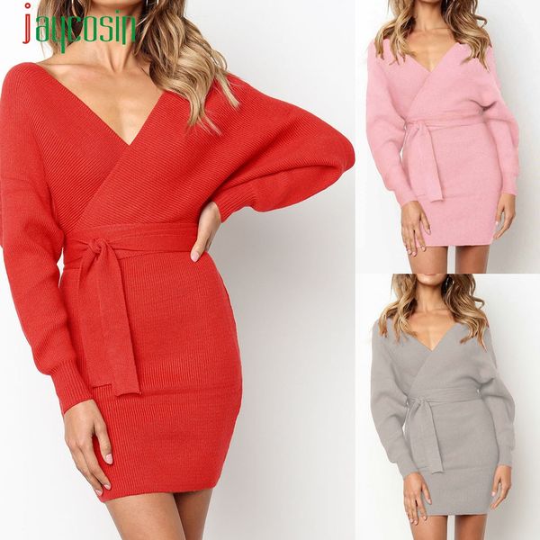 jaycosin 2019 womens dress fashion deep v neck long sleeve solid color casual beach ladies mini party waist tie dress 40#, Black;gray
jaycosin 2019 womens dress fashion deep v neck long sleeve solid color casual beach ladies mini party waist tie dress 40#, Black;gray