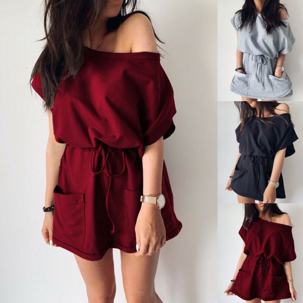 new style women dresses evening party casual solid summer short sleeve with pocket bandage string mini dress fashion 2019, Black;gray
new style women dresses evening party casual solid summer short sleeve with pocket bandage string mini dress fashion 2019, Black;gray