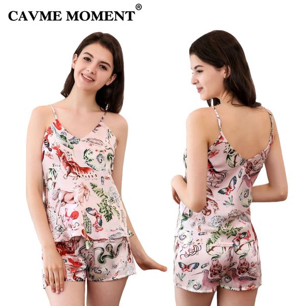 cavme pure silk pajama sets for women ladies spaghetti strap shorts 2 pieces pyama set femme luxury sleepwear printed homewear, Blue;gray
cavme pure silk pajama sets for women ladies spaghetti strap shorts 2 pieces pyama set femme luxury sleepwear printed homewear, Blue;gray