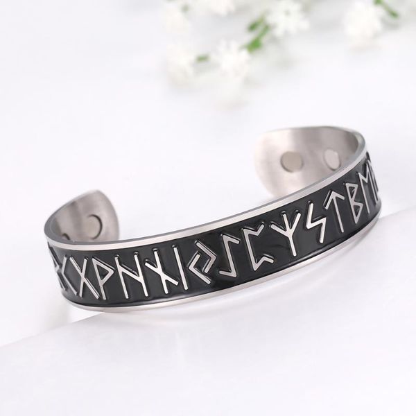 skyrim stainless steel nordic runes viking wicca amulet vintage health magnetic bracelet jewelry gift for men women, Black
skyrim stainless steel nordic runes viking wicca amulet vintage health magnetic bracelet jewelry gift for men women, Black