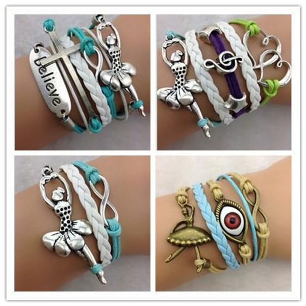 cross believe ballet dancer infinity bracelets cuff bangle charm bracelet in velvet cords and leather braid bracelets jewelry hy1103, Golden;silver
cross believe ballet dancer infinity bracelets cuff bangle charm bracelet in velvet cords and leather braid bracelets jewelry hy1103, Golden;silver