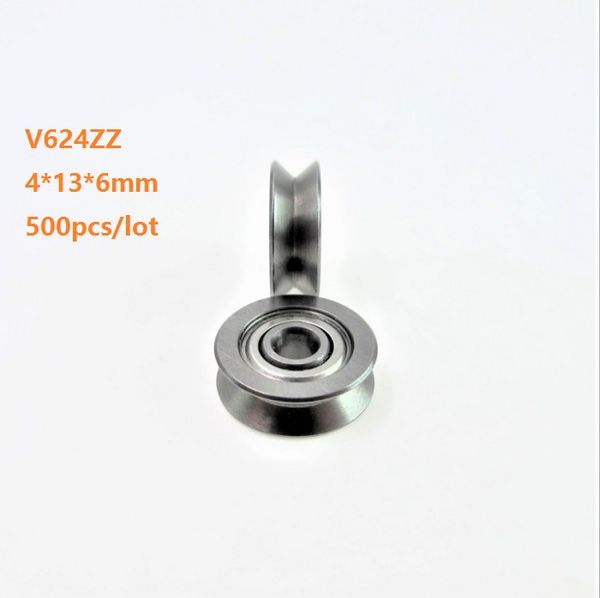 Image of 500pcs V624ZZ V624 ZZ 624VV 4x13x6mm V groove ball bearing roller wheel for guide track 4*13*6mm bearing