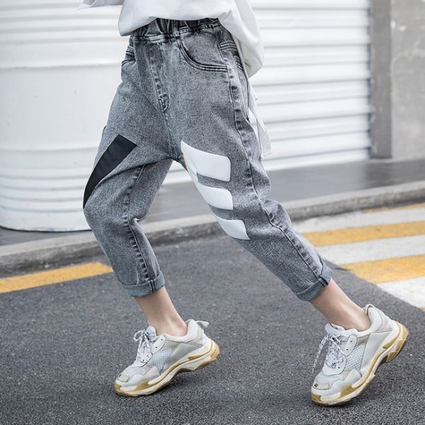 hzirip 2020 spring girl denim pants letter print kids jeans elastic high waist straight student casual trousers for teenagers, Blue
hzirip 2020 spring girl denim pants letter print kids jeans elastic high waist straight student casual trousers for teenagers, Blue