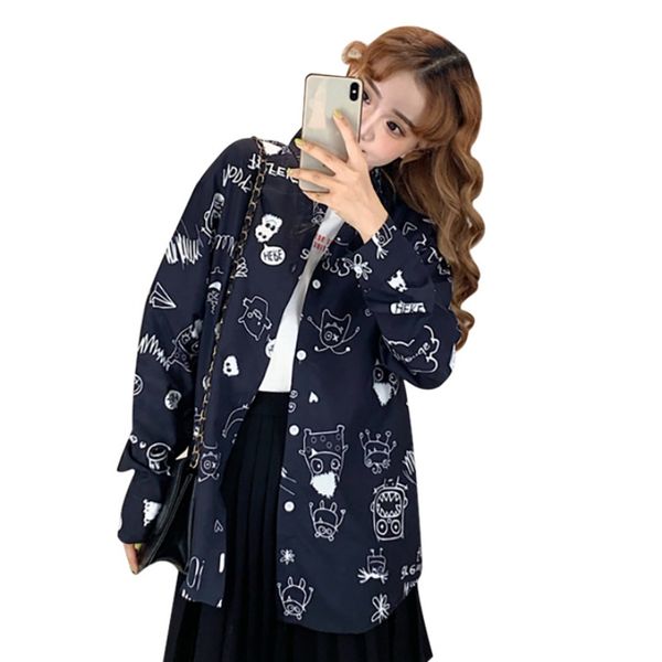 big size blouse white women shirt vintage print lapel shirt loose single-breasted long sleeve blouses ropa gotica mujer
big size blouse white women shirt vintage print lapel shirt loose single-breasted long sleeve blouses ropa gotica mujer