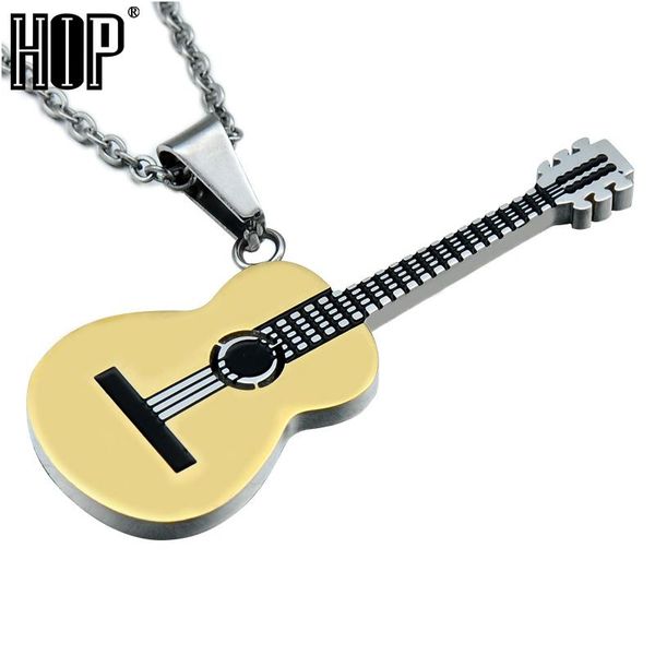 hip rock two tone gold color titanium stainless steel music guitar pendant necklace for men jewelry, Silver
hip rock two tone gold color titanium stainless steel music guitar pendant necklace for men jewelry, Silver