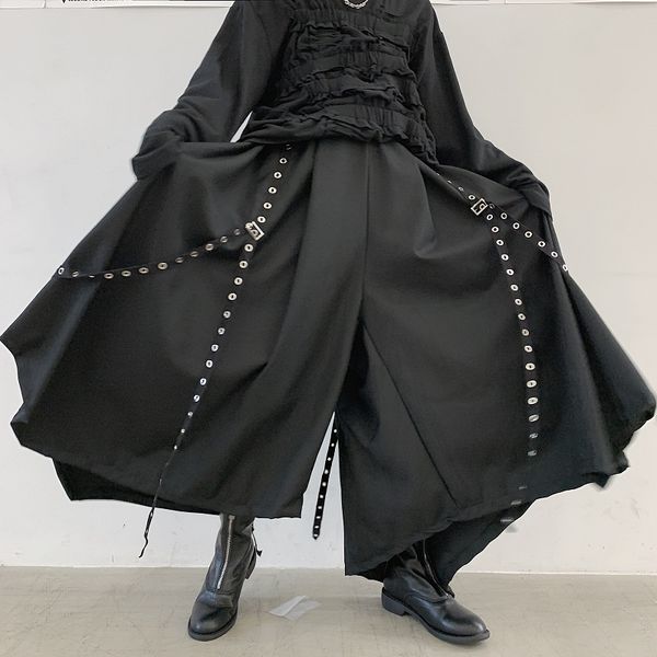 2020 men ribbon dark black wide leg pants male women japan streetwear punk gothic harem trousers kimono skirt pants
2020 men ribbon dark black wide leg pants male women japan streetwear punk gothic harem trousers kimono skirt pants