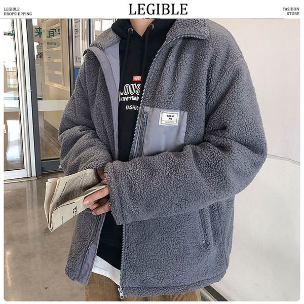 legible men 2019 thicken lambswool autumn winter jacket parka men korean casual coat streetwear warm male clothes 3 colors, Black
legible men 2019 thicken lambswool autumn winter jacket parka men korean casual coat streetwear warm male clothes 3 colors, Black