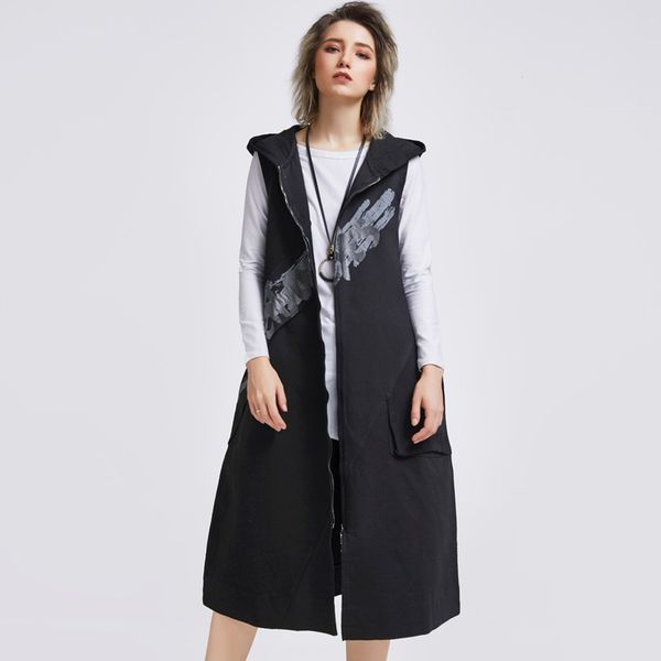 lanmrem black hooded sleeveless stitching ruffled print woman long vest jacket casual simple fashion 2019 autumn coat new td039, Black;white
lanmrem black hooded sleeveless stitching ruffled print woman long vest jacket casual simple fashion 2019 autumn coat new td039, Black;white