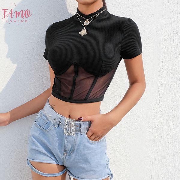 black t shirt women patchwork short mesh crop tee shirt female vintage short sleeve ribbed casual t shirt femme, White
black t shirt women patchwork short mesh crop tee shirt female vintage short sleeve ribbed casual t shirt femme, White