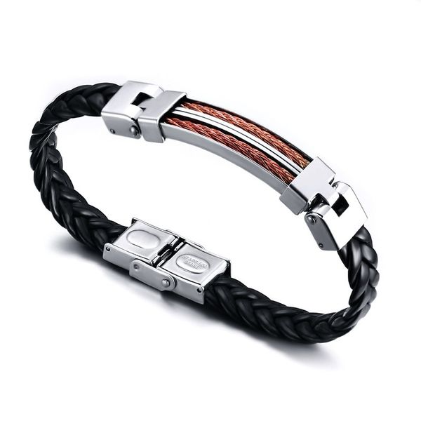Rose Gold Silver Black Color Fashion Simple Men's Leather Bangle Stainless Steel Bracelet Watchband Jewelry Gift for Men Boys J046
Rose Gold Silver Black Color Fashion Simple Men's Leather Bangle Stainless Steel Bracelet Watchband Jewelry Gift for Men Boys J046