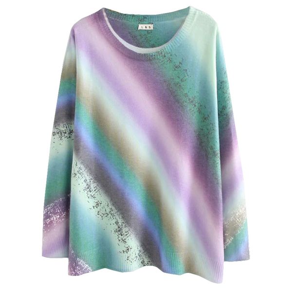 plus size casual essential sweaters 2019 autumn women fashion loose long sleeve rainbow tie dye knitting pullovers f42-9053, White;black
plus size casual essential sweaters 2019 autumn women fashion loose long sleeve rainbow tie dye knitting pullovers f42-9053, White;black