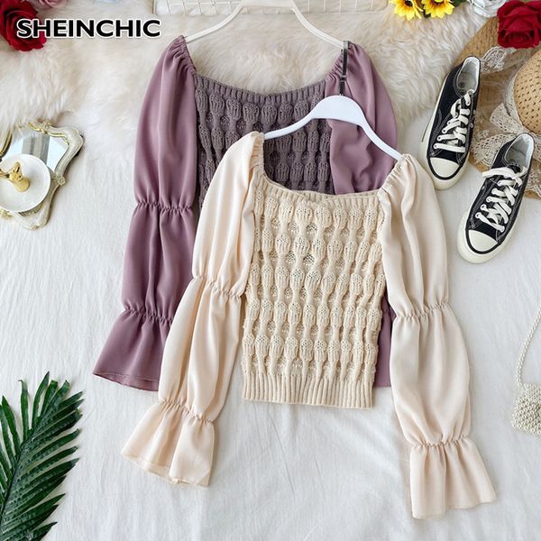 autumn winter 2019 korean fashion women blouse elegant slash neck beige/black/purple pink blouse patchwork sweater knit shirts, White
autumn winter 2019 korean fashion women blouse elegant slash neck beige/black/purple pink blouse patchwork sweater knit shirts, White