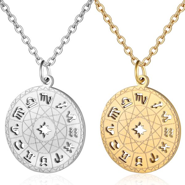 small round 12 constellations pendant & chain for women girl gold color stainless steel zodiac sign necklace fashion jewelry, Silver
small round 12 constellations pendant & chain for women girl gold color stainless steel zodiac sign necklace fashion jewelry, Silver