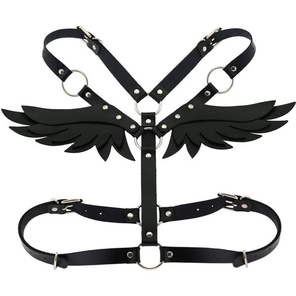 women pu leather punk adjustable body chest waist belt shoulder belt angel wings suspenders steampunk roleplay costume, black, Black;brown
women pu leather punk adjustable body chest waist belt shoulder belt angel wings suspenders steampunk roleplay costume, black, Black;brown