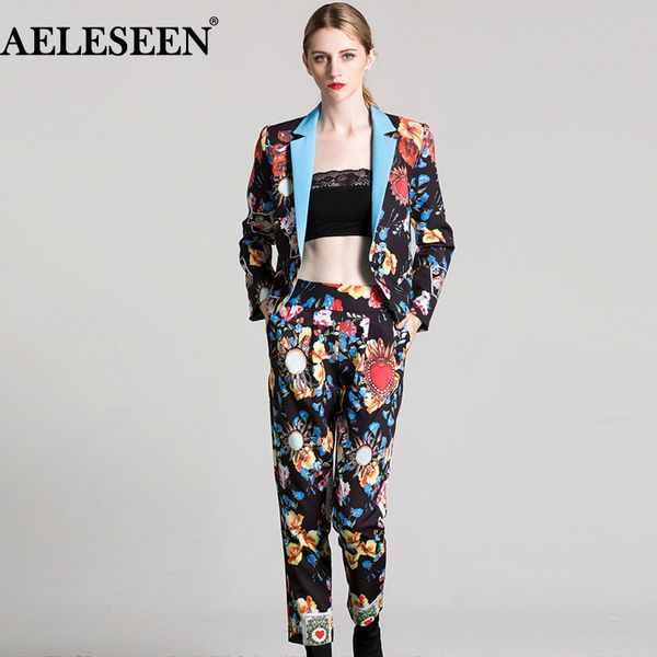 designer raeleseen runway 2 piece set 2018 autumn floral full sleeve blazer + women ankle- length pencil print pants suits, Gray
designer raeleseen runway 2 piece set 2018 autumn floral full sleeve blazer + women ankle- length pencil print pants suits, Gray