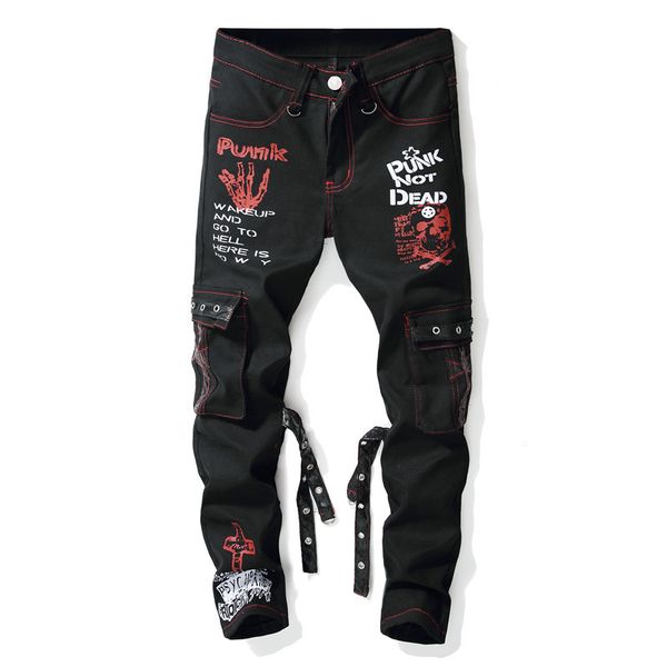 brand men's punk straight jeans letter printed denim trousers male streetwear hip hop jeans pants multi-pockets, Blue
brand men's punk straight jeans letter printed denim trousers male streetwear hip hop jeans pants multi-pockets, Blue