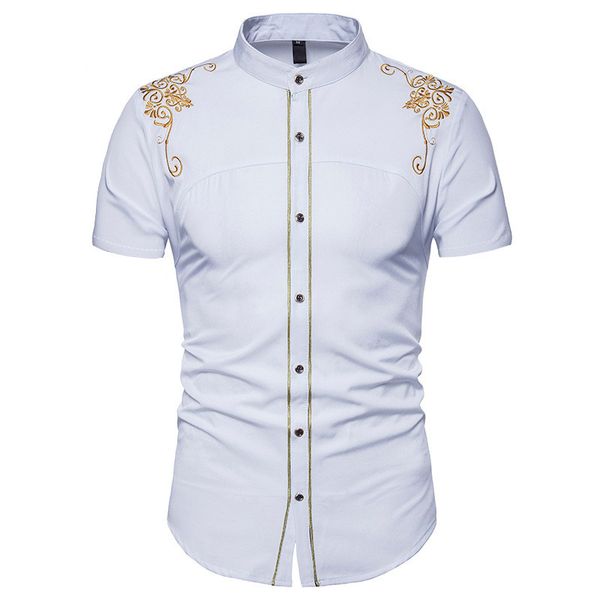 Embroidery Solid Color Mens Dress Shirts Print Floral Short Sleeve Summer Tops Casual Mens Clothing
Embroidery Solid Color Mens Dress Shirts Print Floral Short Sleeve Summer Tops Casual Mens Clothing