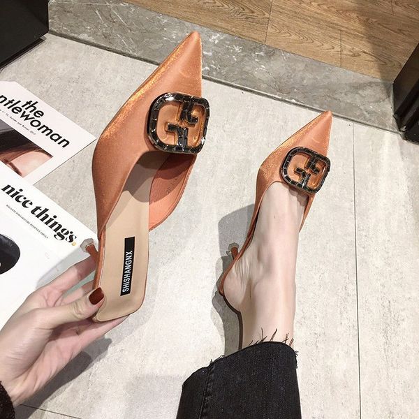 2020 spring new red mule lazy pointed slippers female outer wear wild baotou semi-trailer women's shoes, Black
2020 spring new red mule lazy pointed slippers female outer wear wild baotou semi-trailer women's shoes, Black
