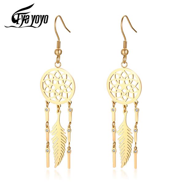 eyeyoyo chic dreamcatcher dangle tassel earrings for women solid gold tone stainless steel vacation elegant lady party earrings, Silver
eyeyoyo chic dreamcatcher dangle tassel earrings for women solid gold tone stainless steel vacation elegant lady party earrings, Silver